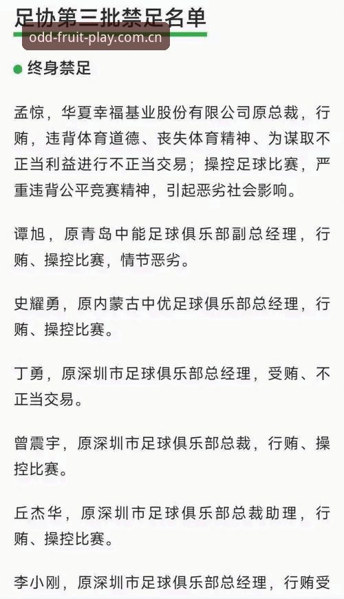 中国足协第三批禁足名单深度评测：65人受罚背后的足球反腐风暴